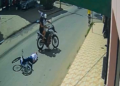 Câmera flagra acidente entre moto e bicicleta no Jardim Pérola, em Valadares