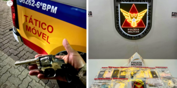 Casal é preso com arma, drogas, celulares e quase R$ 3 mil em Valadares