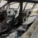 Carro colide em placa e árvore, e pega fogo em Valadares
