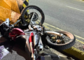 Motociclista se fere ao bater em mureta do viaduto Mister Simpson em Valadares