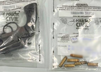 Arma escondida no telhado da casinha de cachorro é apreendida pela PM, em Valadares