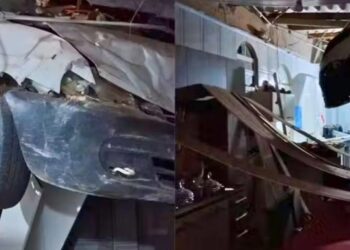 Carro desgovernado invade casa e termina na cozinha em Valadares