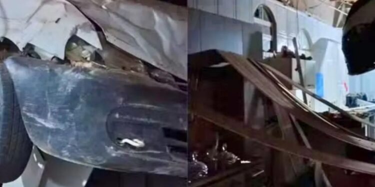 Carro desgovernado invade casa e termina na cozinha em Valadares