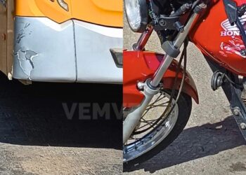 Acidente entre ônibus e motocicleta deixa um ferido em Governador Valadares